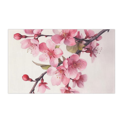 Artistic Flourish: Floral Watercolor Cherry Blossom Kitchen Towel