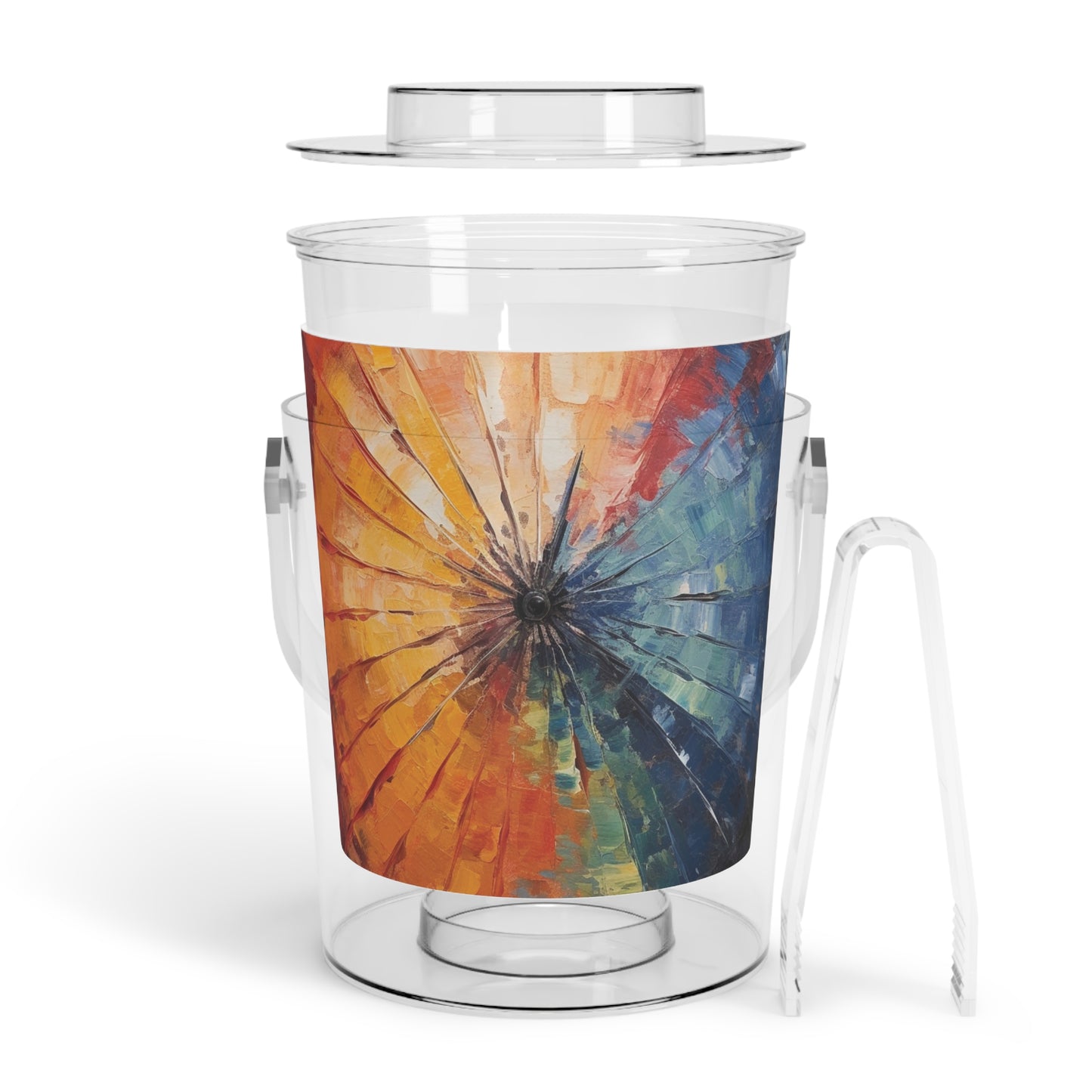 Abstract Art Ice Bucket with Tongs: Japanese Umbrella, A Reflection of Creativity