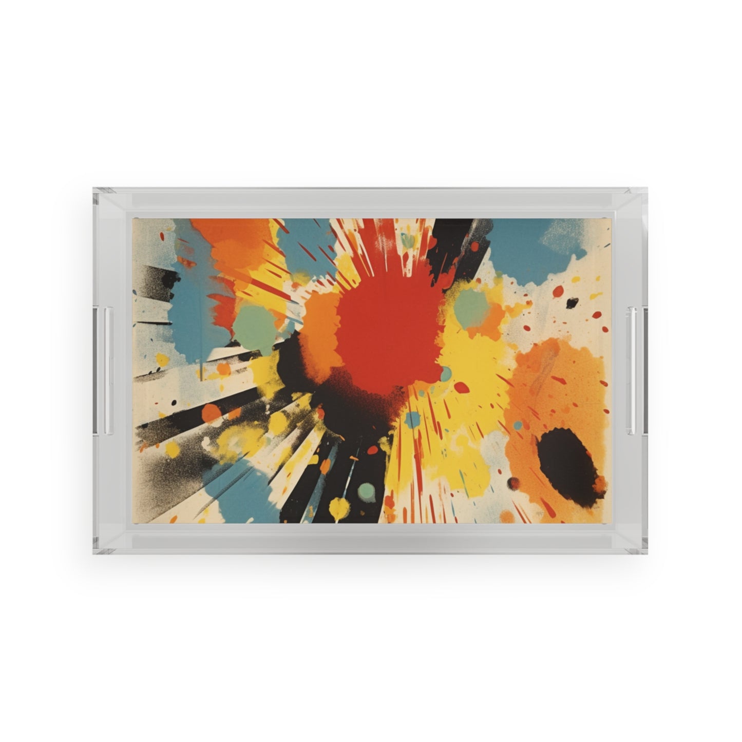 Gutai-inspired Delight: Acrylic Serving Tray with Colorful Shape Composition