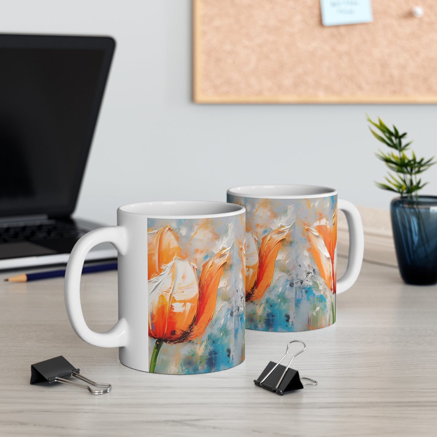 Ceramic Mug with Vibrant Orange Tulip: Embrace the Beauty of Nature