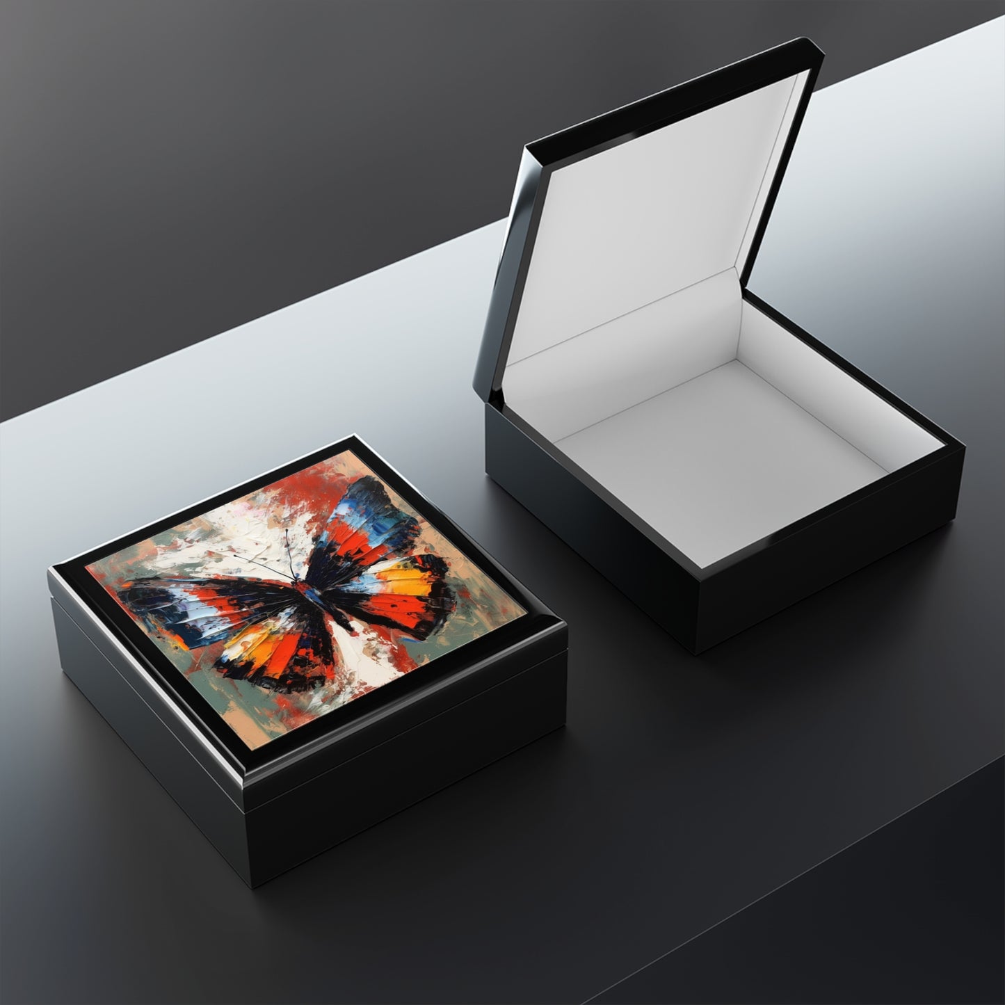 Jewelry Box with Bauhaus-Inspired Butterfly Drawing: A Harmonious Blend of Art and Functionality