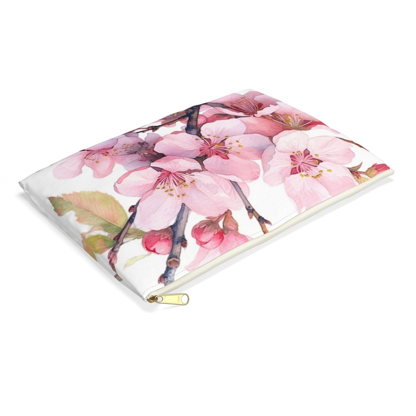 Whimsical Delight: Watercolor Cherry Blossom Tree Accessory Pouch