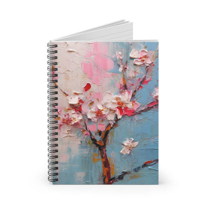 Abstract Backgrounds Spiral Notebook - Ruled Line: Tranquil Hues and Cherry Blossom Charm