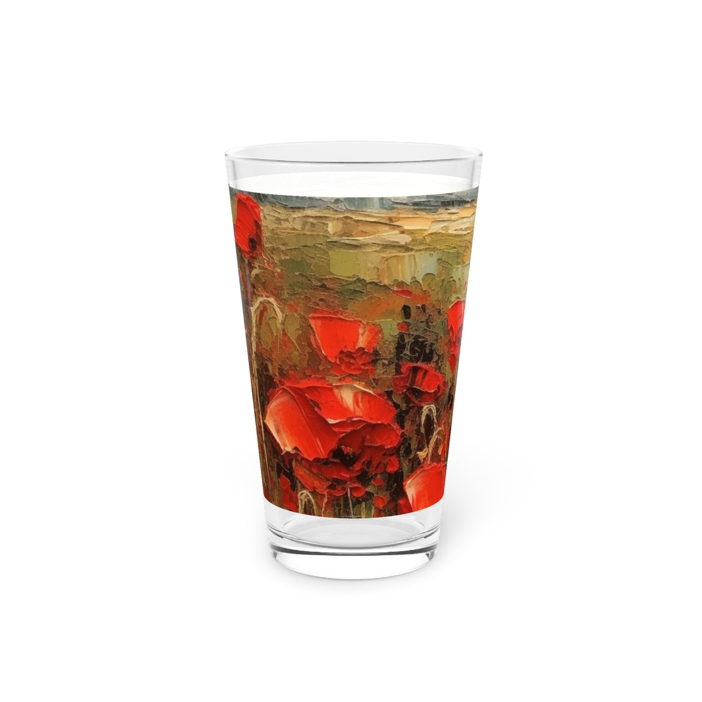 Abstract Poppy Fields: Pint Glass for Artistic Inspiration