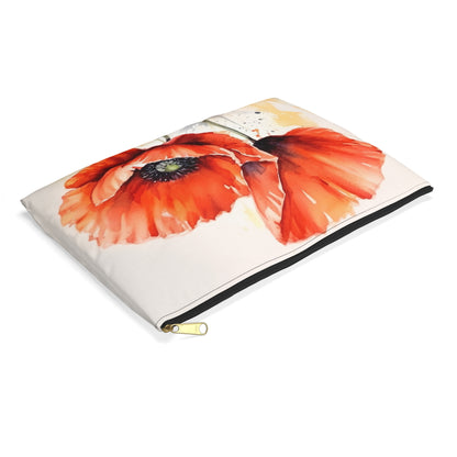 Whimsical Poppy Flower Watercolor Accessory Pouch: An Artistic Delight