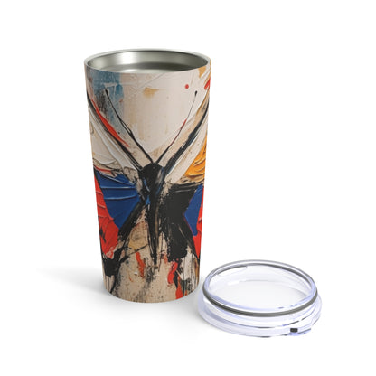 Abstract Bauhaus Design: Tumbler with Butterfly-Inspired Brush Strokes