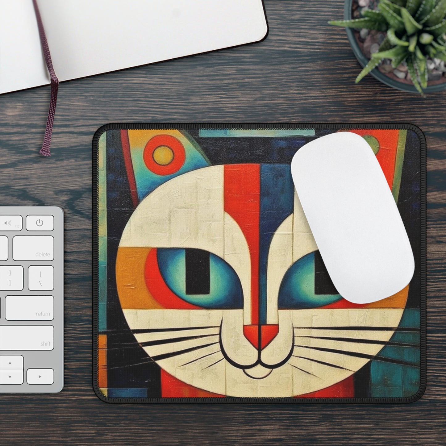 Artistic Vintage Vibes: Picasso-Inspired Midcentury Modern Gaming Mouse Pad for Retro Fashion