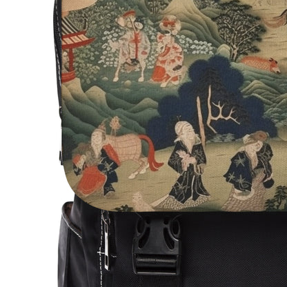 Japanese Tapestry Unisex Casual Shoulder Backpack: Embrace the Artistic Splendor