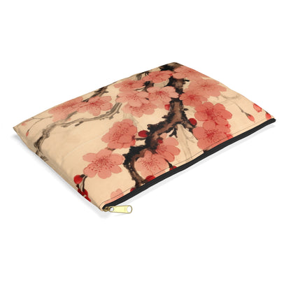 Floral Fusion: Accessory Pouch Merging Cherry Blossom Beauty and Artistic Flower Drawings