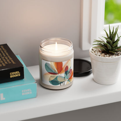 Floral Blossom: Atomic Age Scented Soy Candle with Midcentury Modern Design and Flower Drawings