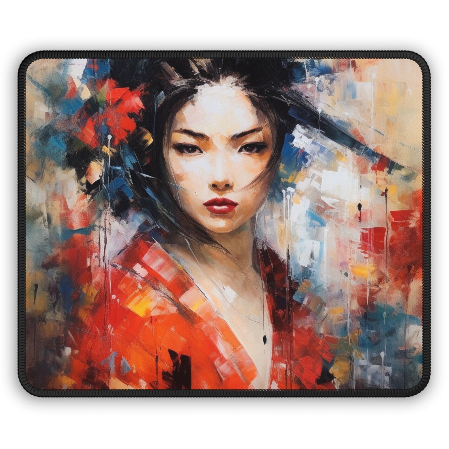 Abstract Geisha Art Gaming Mouse Pad: Captivating Brushstrokes in a Japanese Aesthetic