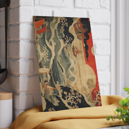 Artistic Fusion - Where Japanese Tapestry Meets the Perfect Glass Cutting Board