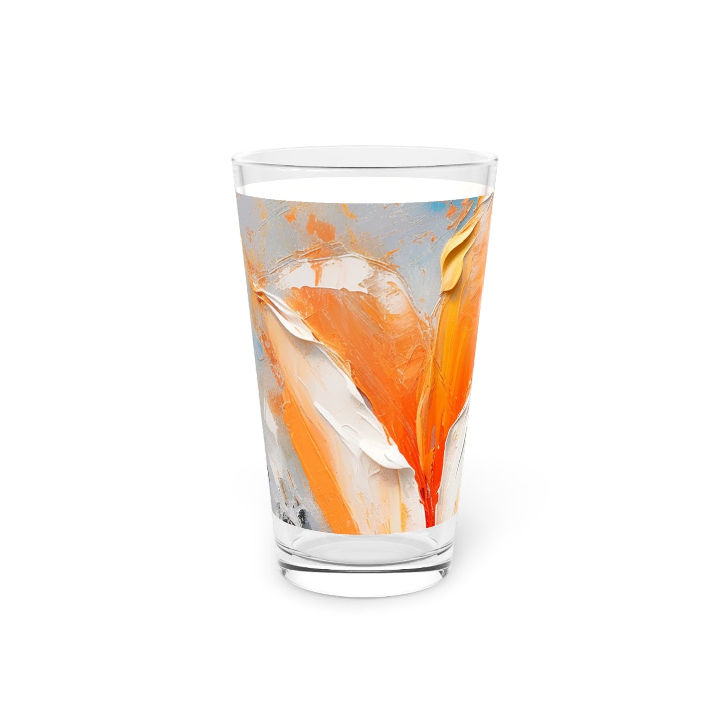 Pint Glass with Vibrant Orange Tulip: Embrace the Beauty of Nature