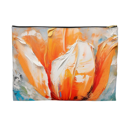 Accessory Pouch with Vibrant Orange Tulip: Embrace the Beauty of Nature