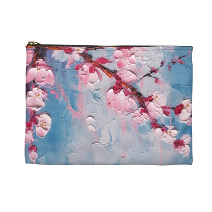 Accessory Pouch with Abstract Cherry Blossom Drawing: Embrace the Serenity