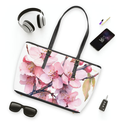 Whimsical Delight: Watercolor Cherry Blossom Tree PU Leather Shoulder Bag