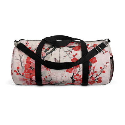 Cherry Blossom Delight: Duffel Bag Adorned with Intricate Flower Drawings and Artistry