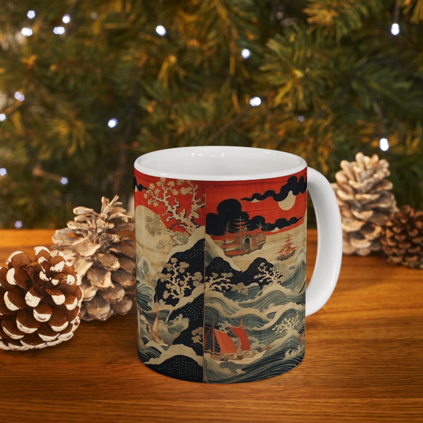 Ceramic Mug: Artistic Fusion - Where Japanese Tapestry Meets the Perfect Coffee Mug