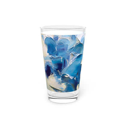 Embrace Artistic Expression with Blue Orchid Abstract Painting Pint Glass