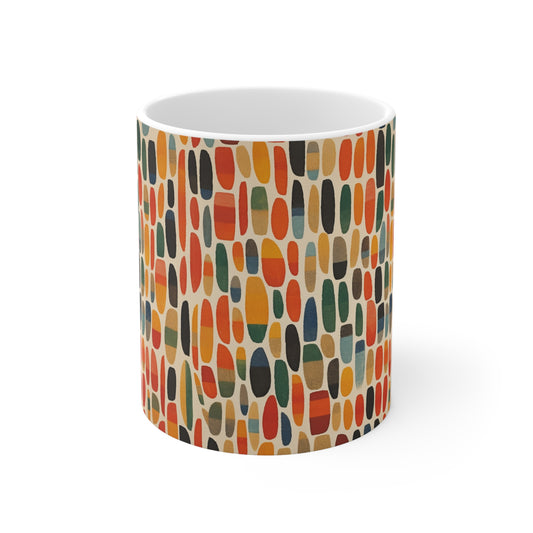 Primary Abstraction Ceramic Mug: A Fusion of Shapes and Colors Across Generations