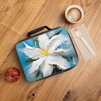 Ethereal Elegance: Lunch Bag featuring an Abstract Oil Painting of Jasmine