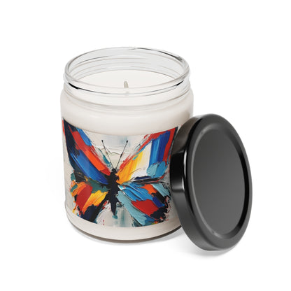 Abstract Scented Soy Candle for Art Lovers: Butterfly-Inspired Delight