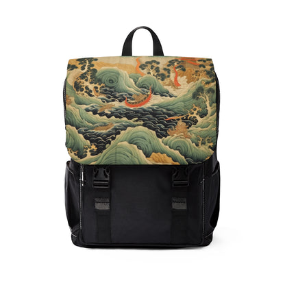 Harmony of the Elements: Japanese Tapestry-Inspired Unisex Casual Shoulder Backpack