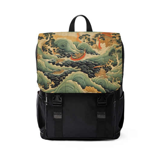 Harmony of the Elements: Japanese Tapestry-Inspired Unisex Casual Shoulder Backpack