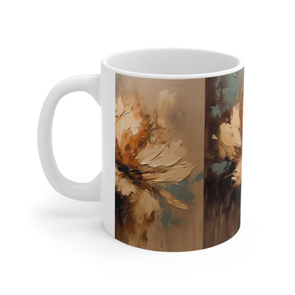 Ceramic Mug with Abstract Tan Hua Drawing: A Harmonious Blend of Art and Functionality