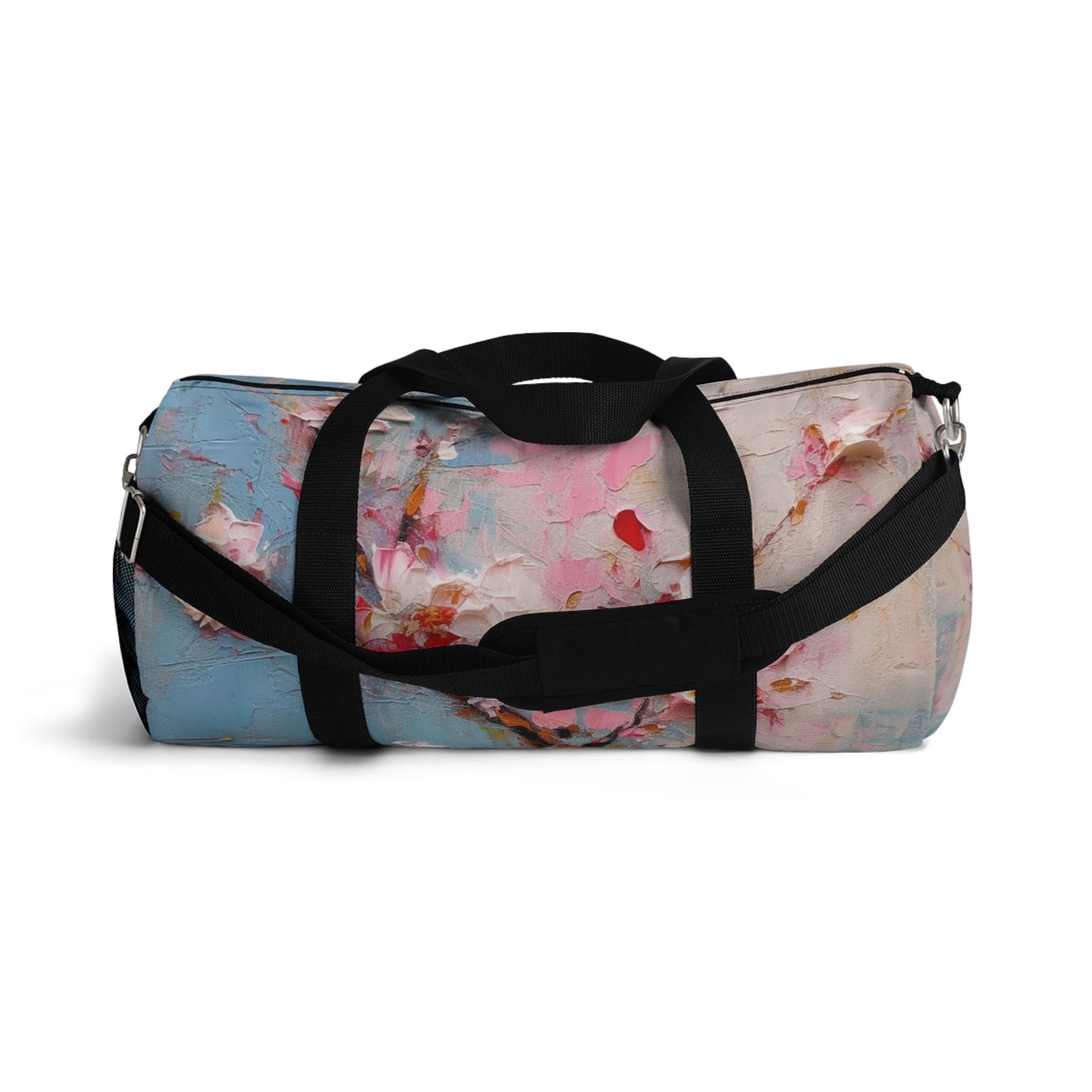 Abstract Backgrounds Duffel Bag: Tranquil Hues and Cherry Blossom Charm