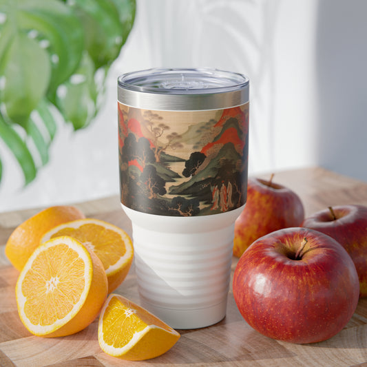 Personalized Artistry: Ringneck Tumbler with Custom Japanese Tapestry Design