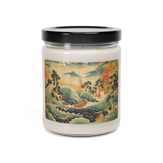 Harmony of the Elements: Japanese Tapestry-Inspired Scented Soy Candle 9 0z