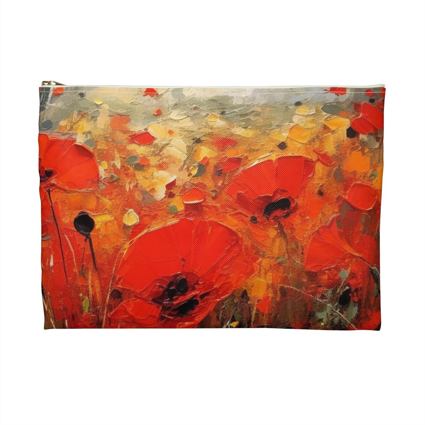 Whimsical Poppy Art on Accessory Pouch