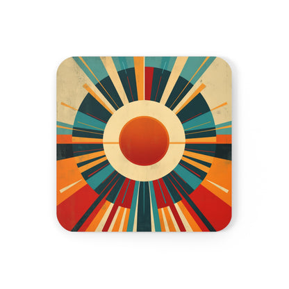 Minimalist Sunshine: Midcentury Modern Sun Corkwood Coaster Set