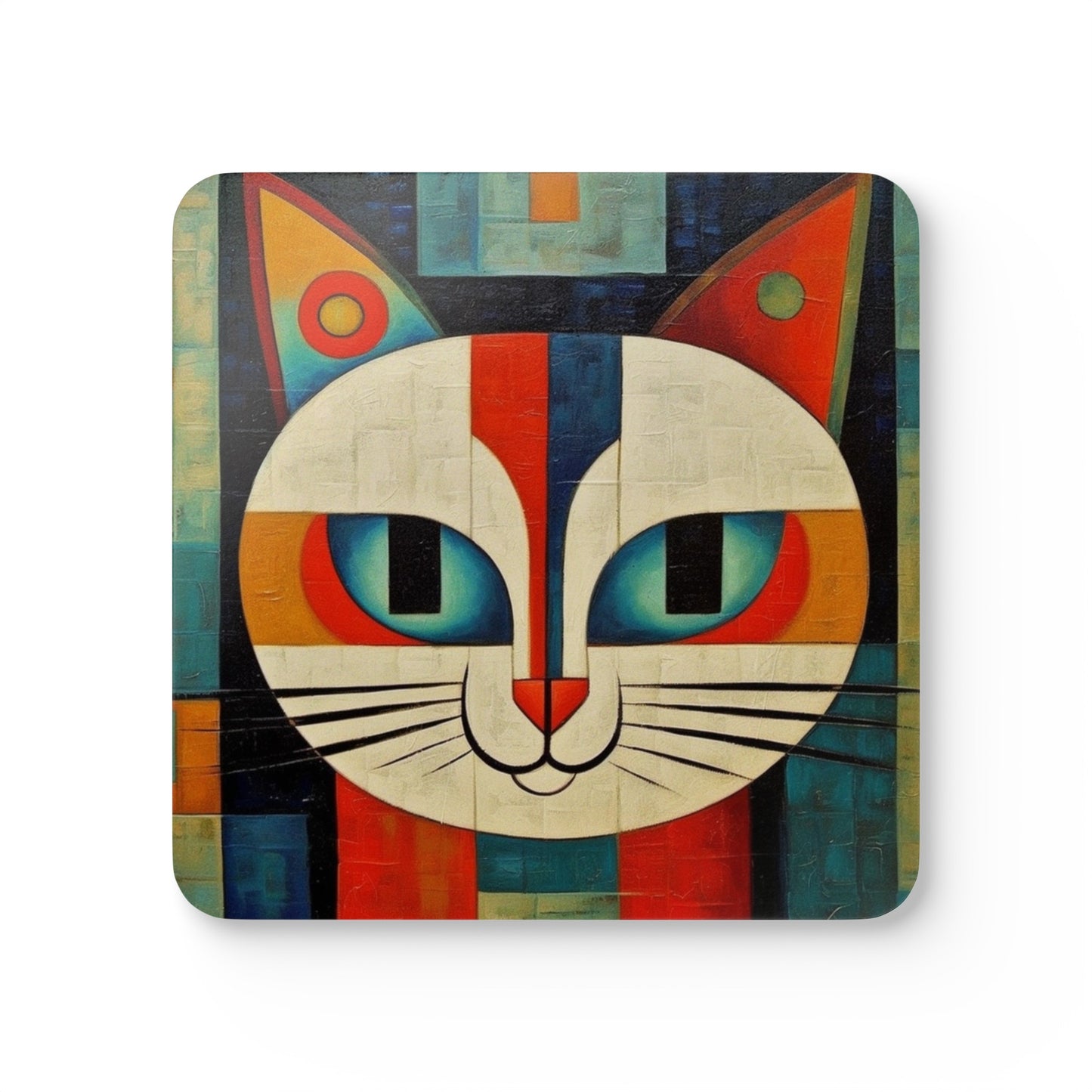 Artistic Vintage Vibes: Picasso-Inspired Midcentury Modern Corkwood Coaster Set for Retro Fashion