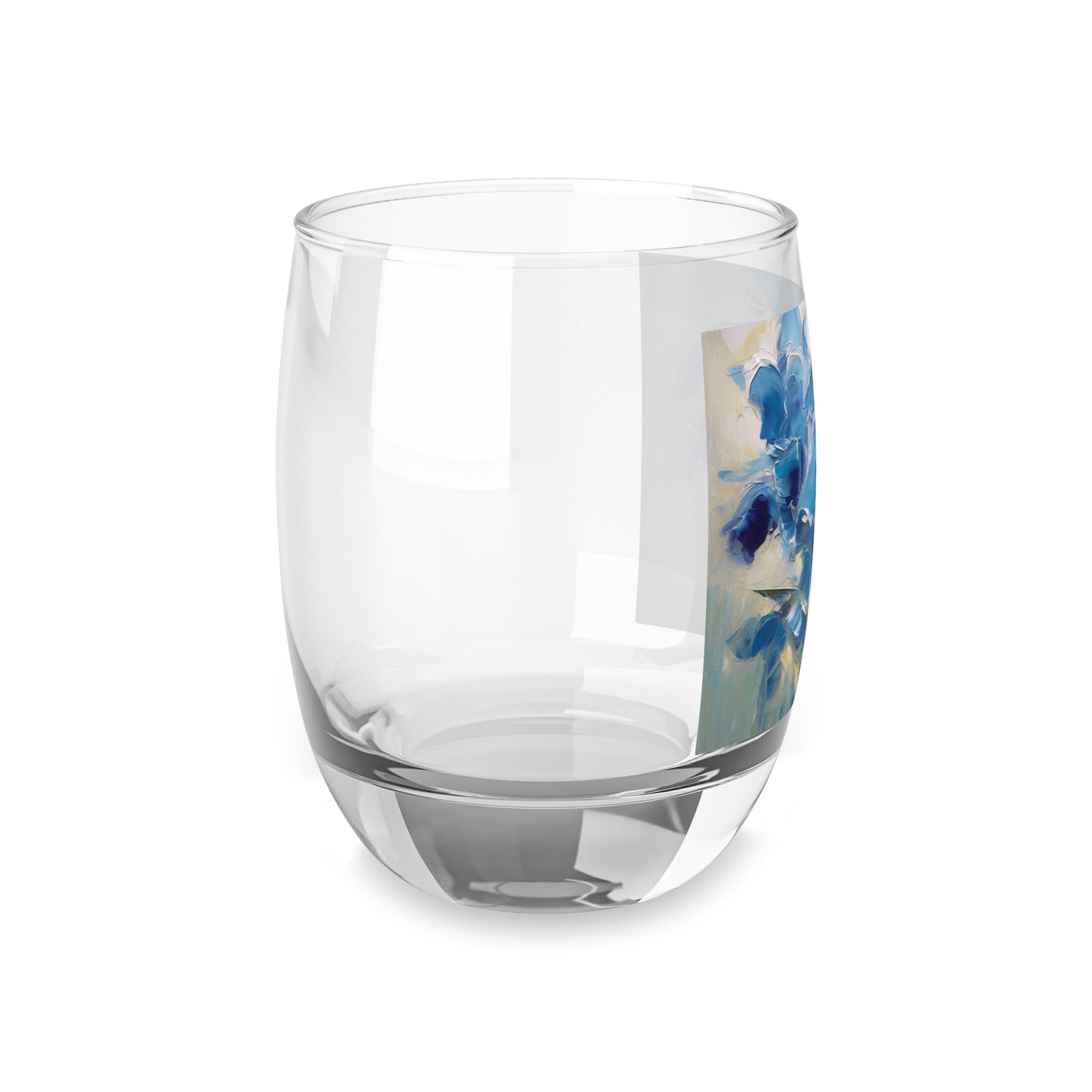 Embrace Artistic Expression with Blue Orchid Abstract Painting Whiskey Glass