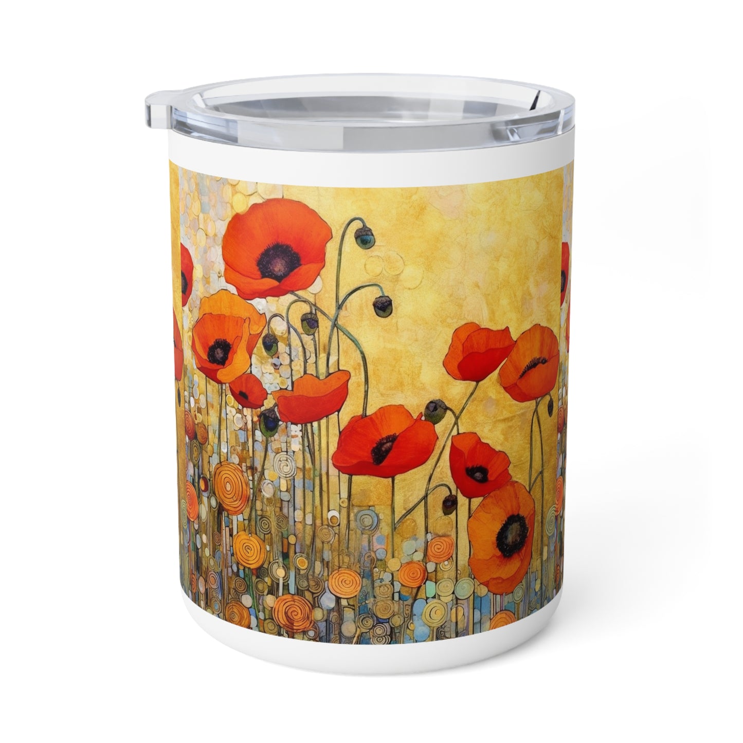 Modern Art in Your Hands: Gustav Klimt Poppies Insulated Coffee Mug