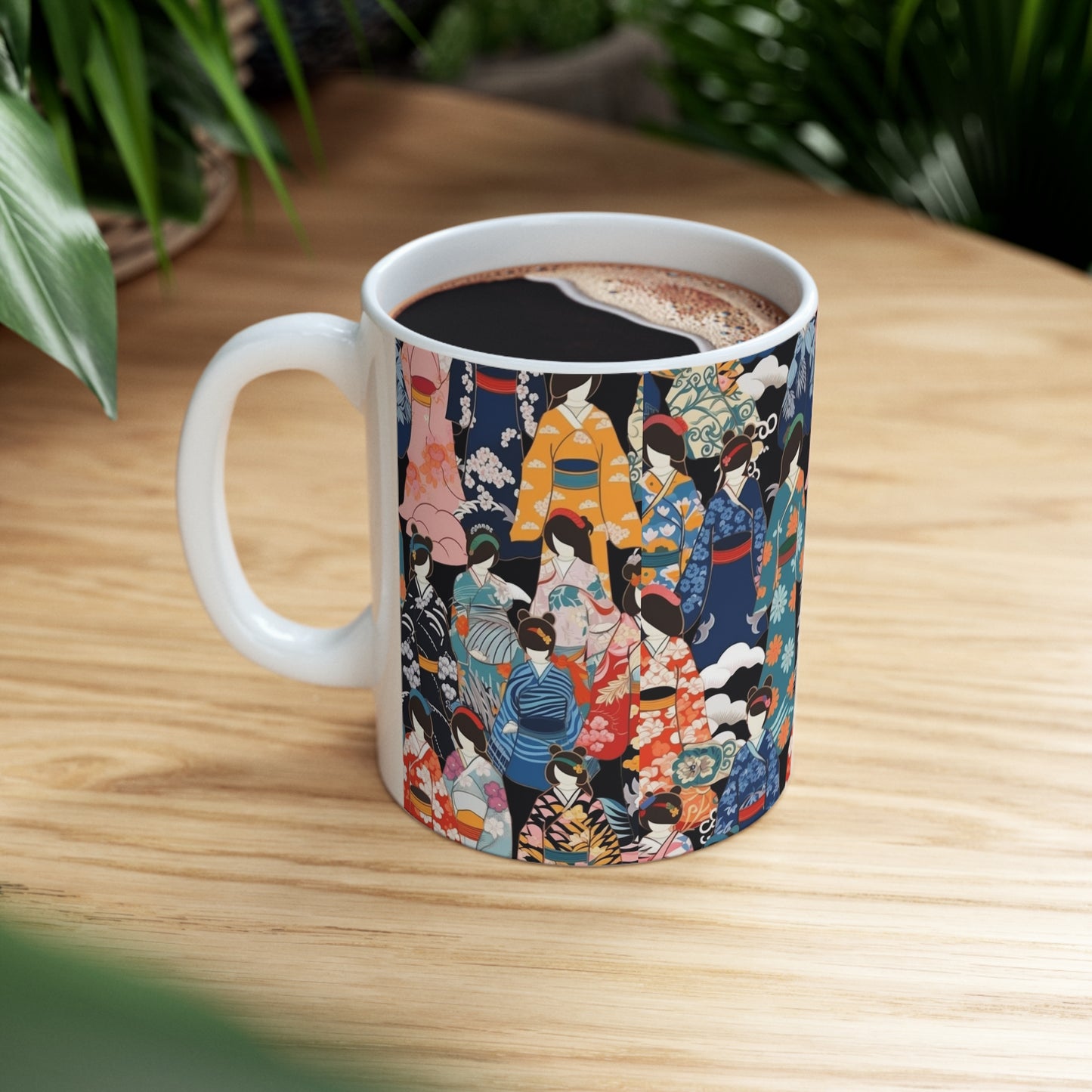 Ceramic Mug: Kimono Dreams - Embrace Japanese Artistry with Every Sip