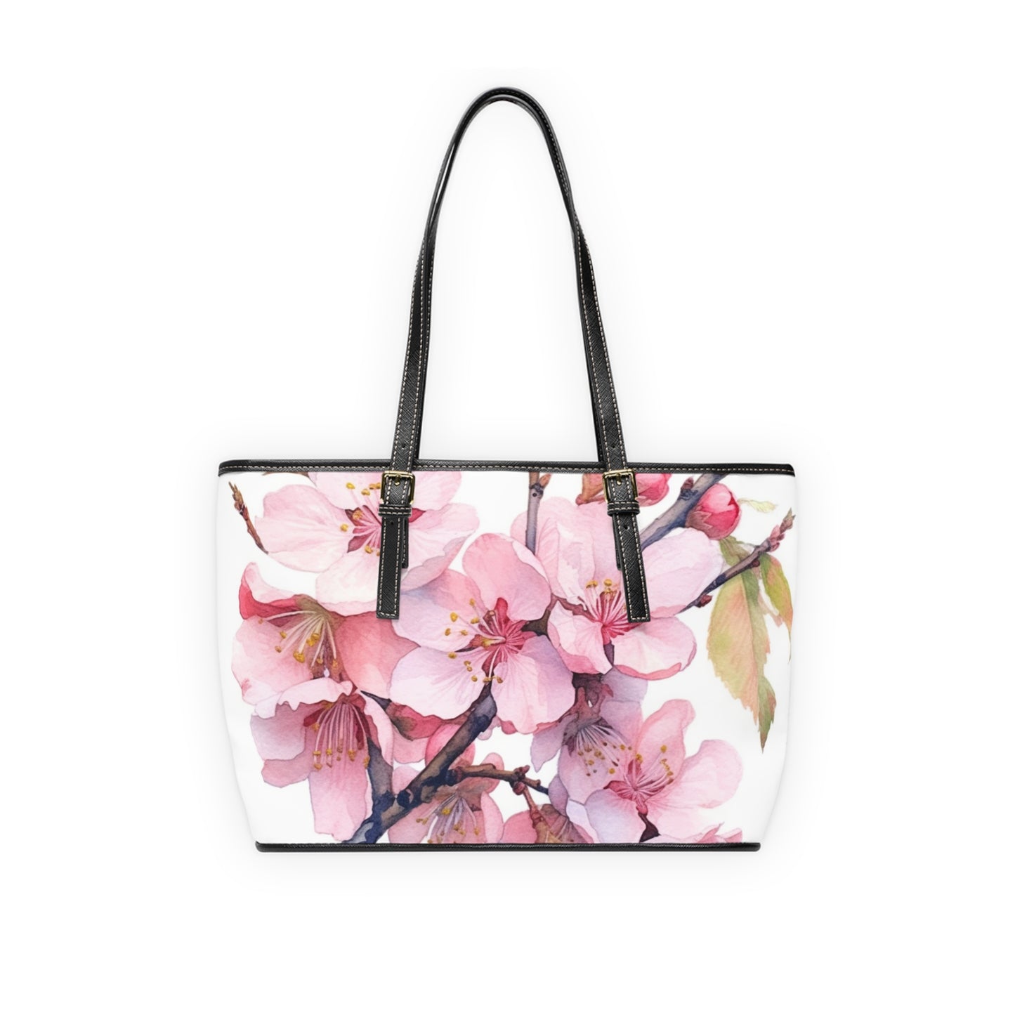 Whimsical Delight: Watercolor Cherry Blossom Tree PU Leather Shoulder Bag