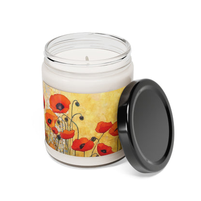 Elevate Your Style: Scented Soy Candle Adorned with Gustav Klimt's Poppies