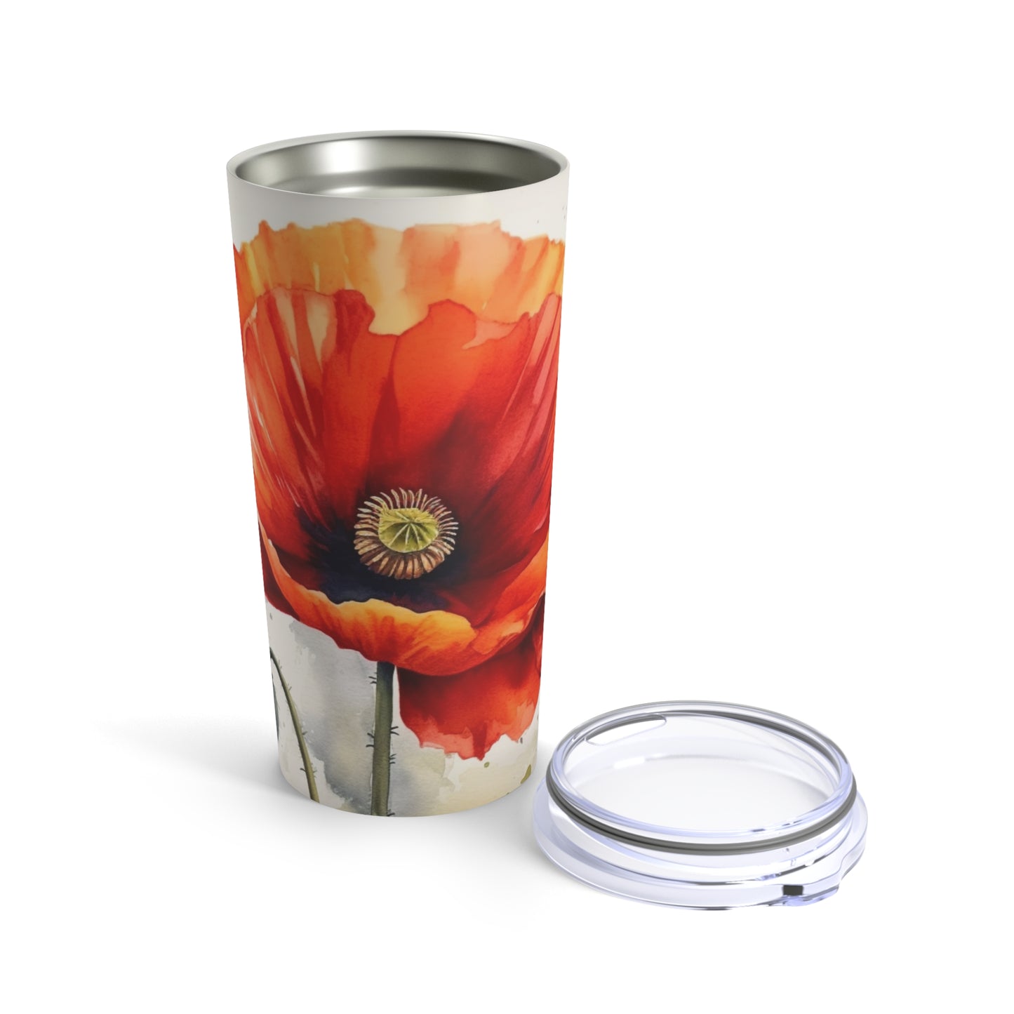 Stunning Poppy Flower Watercolor Tumbler: A Blossoming Experience in Every Sip