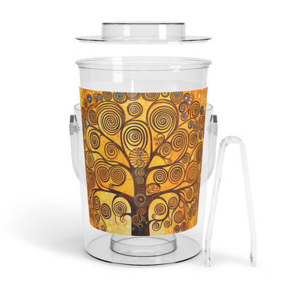 The Tree of Life Ice Bucket with Tongs: A Modern Art Tribute to Gustav Klimt