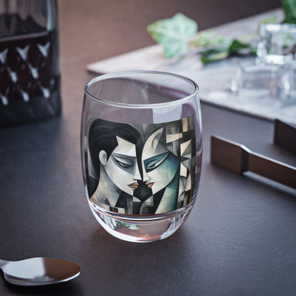 Whiskey Glass with Cubist Art: Sip with Artistic Finesse and Abstract Flair