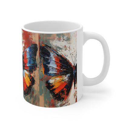 Ceramic Mug with Bauhaus Butterfly Drawing: A Harmonious Blend of Art and Functionality