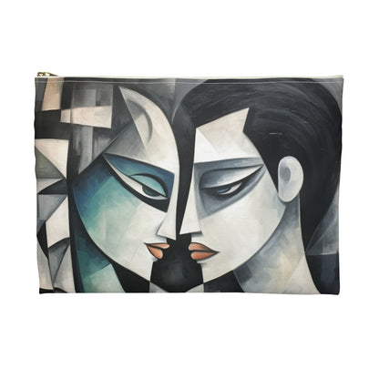 Accessory Pouch with Cubist Art: Finesse and Abstract Flair