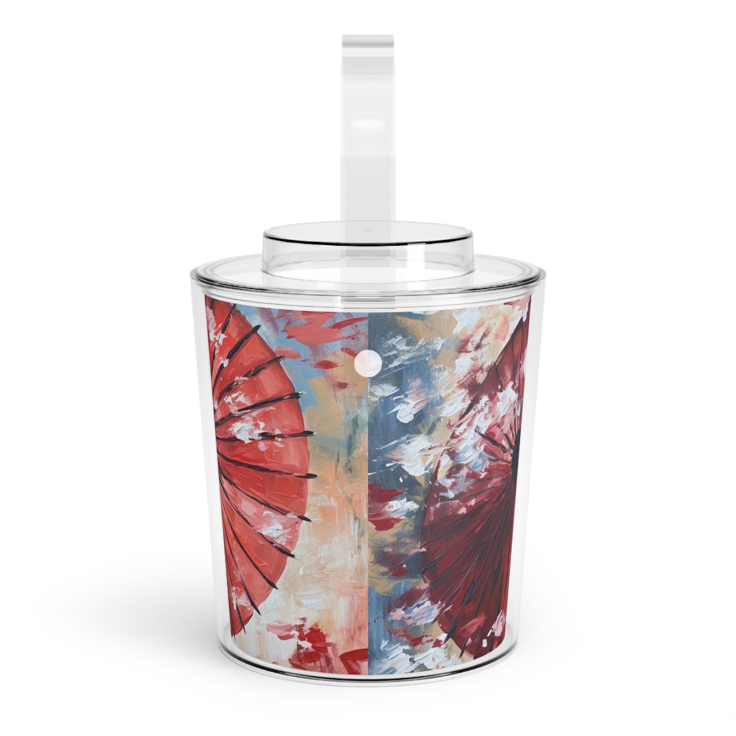 Abstract Japanese Umbrella Painting Ice Bucket with Tongs: Unleashing Artistic Beauty