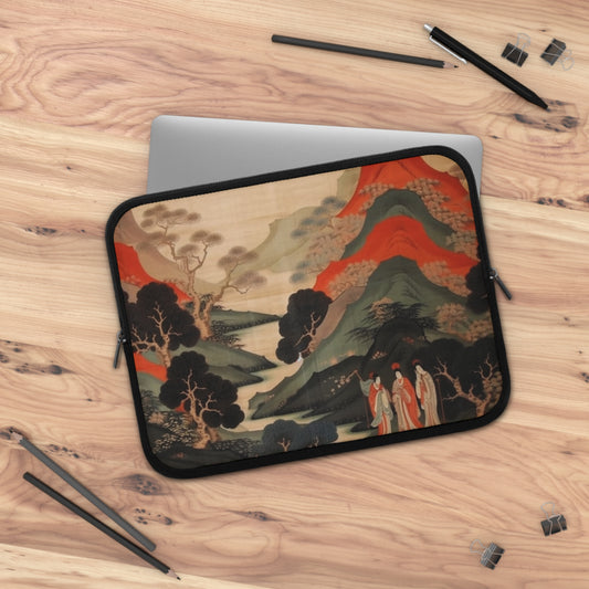 Custom Japanese Tapestry on a Laptop Sleeve - Unique Artistic Expression