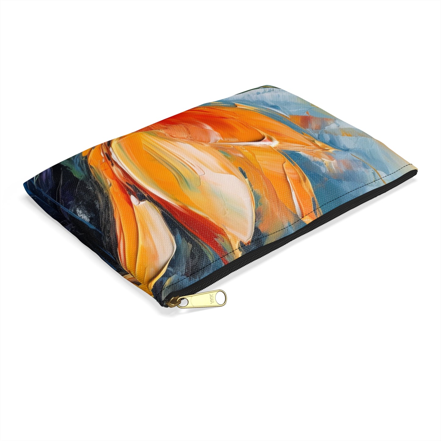 Orange Tulip Magic on Accessory Pouch: A Blossoming Artistic Delight