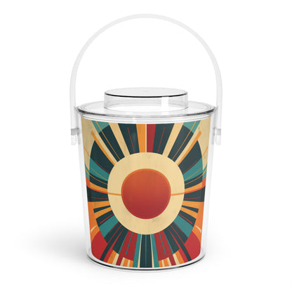 Minimalist Sunshine: Midcentury Modern Sun Ice Bucket with Tongs