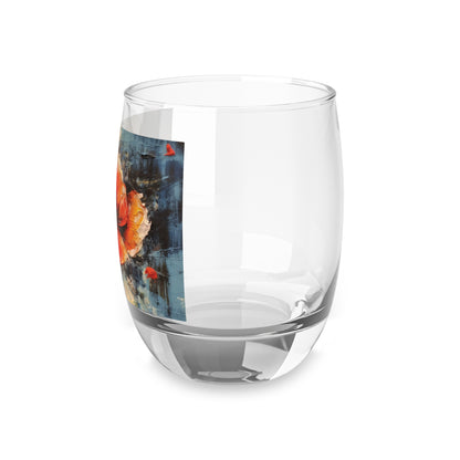 Poppy Elegance: Whiskey Glass with Delicate Flower Drawings